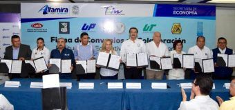 Firma Gobierno de Altamira convenio de colaboración con planteles de educación superior y CMIC