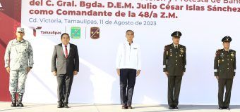 Asiste gobernador Américo Villarreal a la toma de posesión del comandante de la 48/a Zona Militar