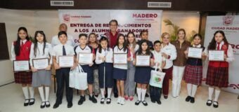Reconocen Erasmo y Dunia a ganadores de la Olimpiada del Conocimiento Infantil 2025