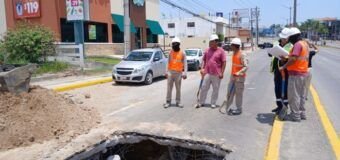 Atiende COMAPA SUR de manera oportuna hundimiento en Avenida Hidalgo