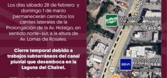COMAPA SUR, CIERRE PARCIAL EN AVENIDA HIDALGO POR REHABILITACION DE DREN PLUVIAL