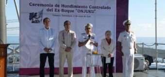 Fortalecen en Tamaulipas creación de arrecifes artificiales con hundimiento del ex buque Onjuku