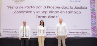 Firma Mónica Villarreal Pacto por la Prosperidad, la Justicia Económica y la Seguridad en Tampico