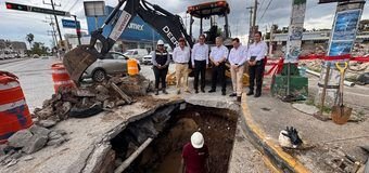 Autoridades supervisan trabajos de reparación de socavón en Ciudad Madero